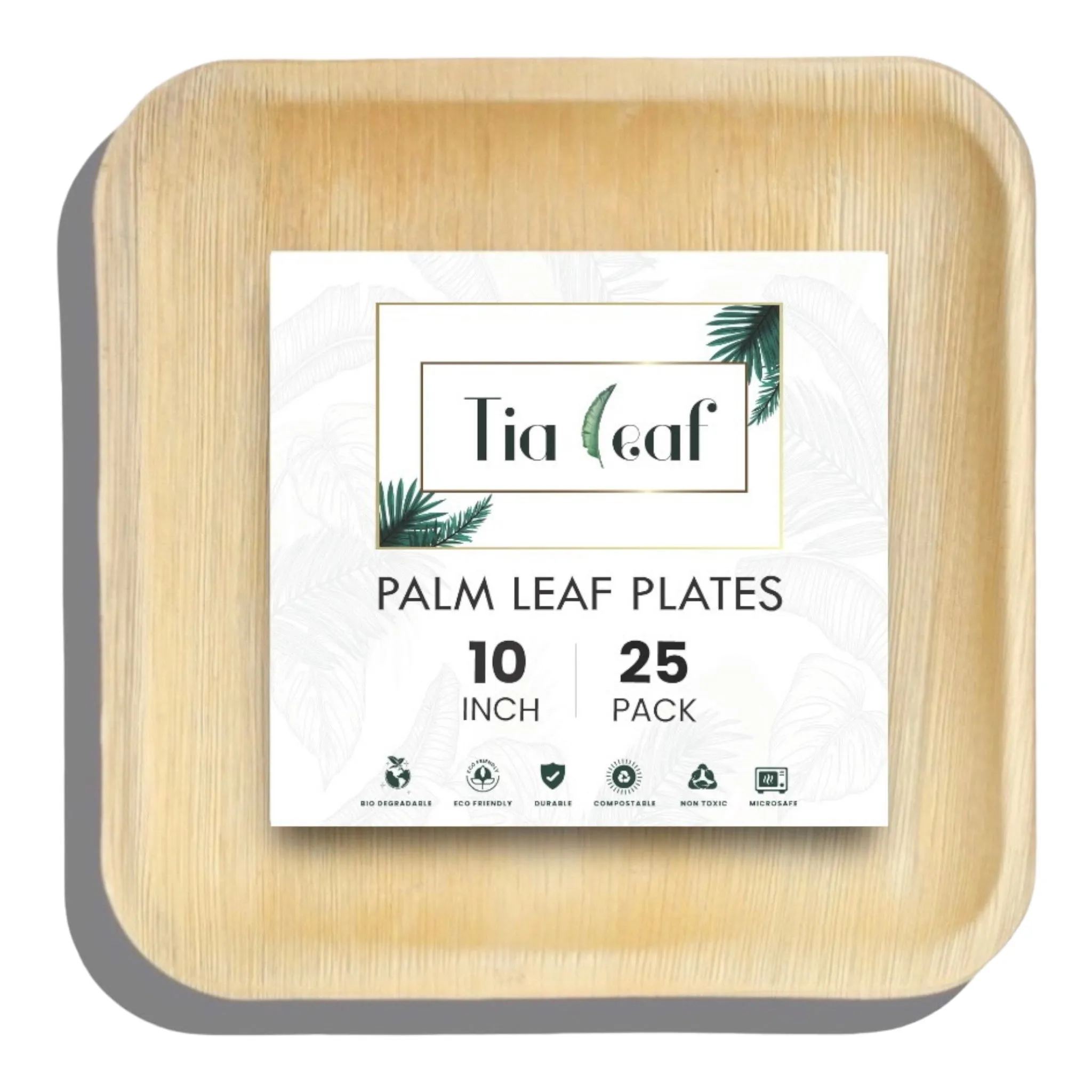 10 Inch Square Disposable Palm Leaf Plates