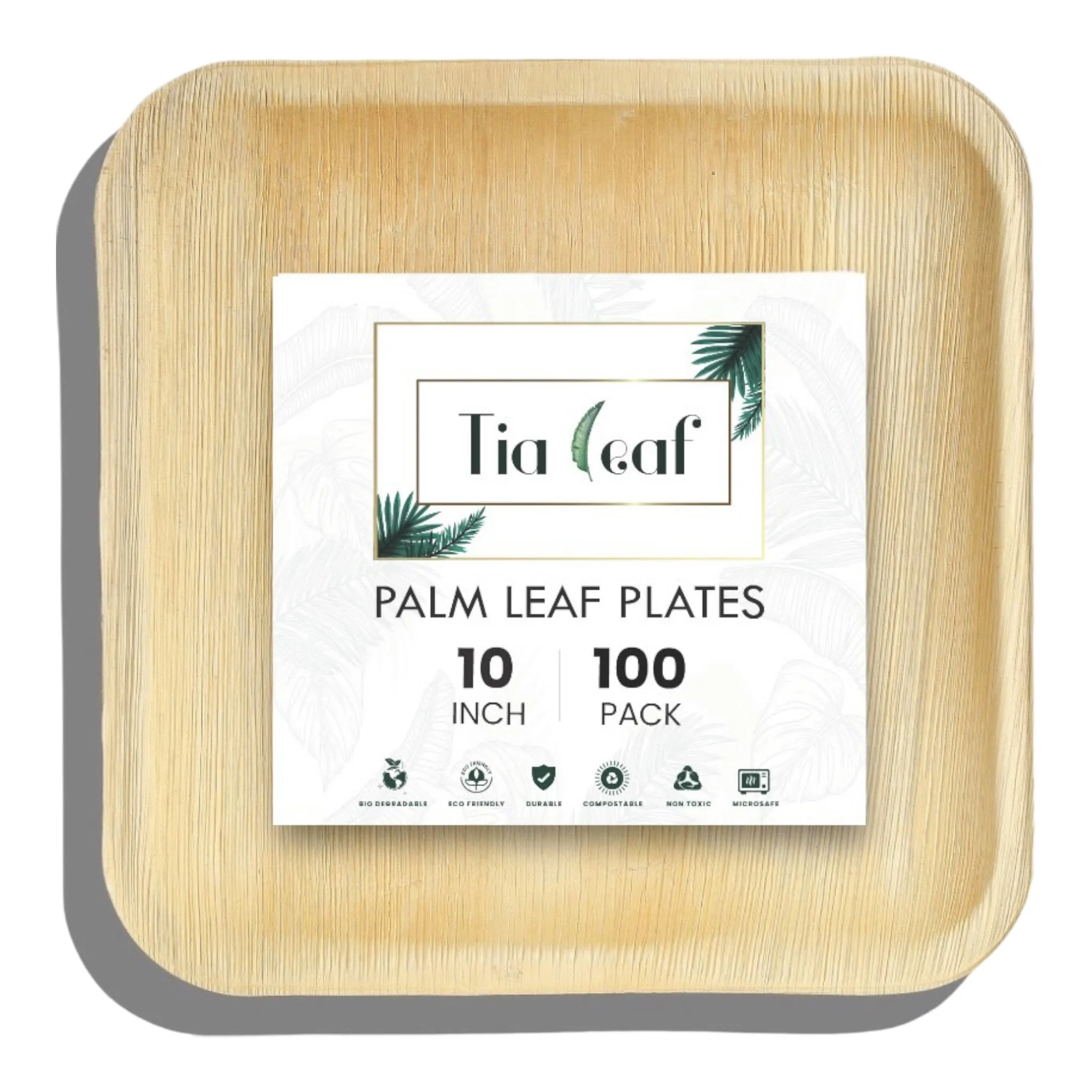 10 Inch Square Disposable Palm Leaf Plates
