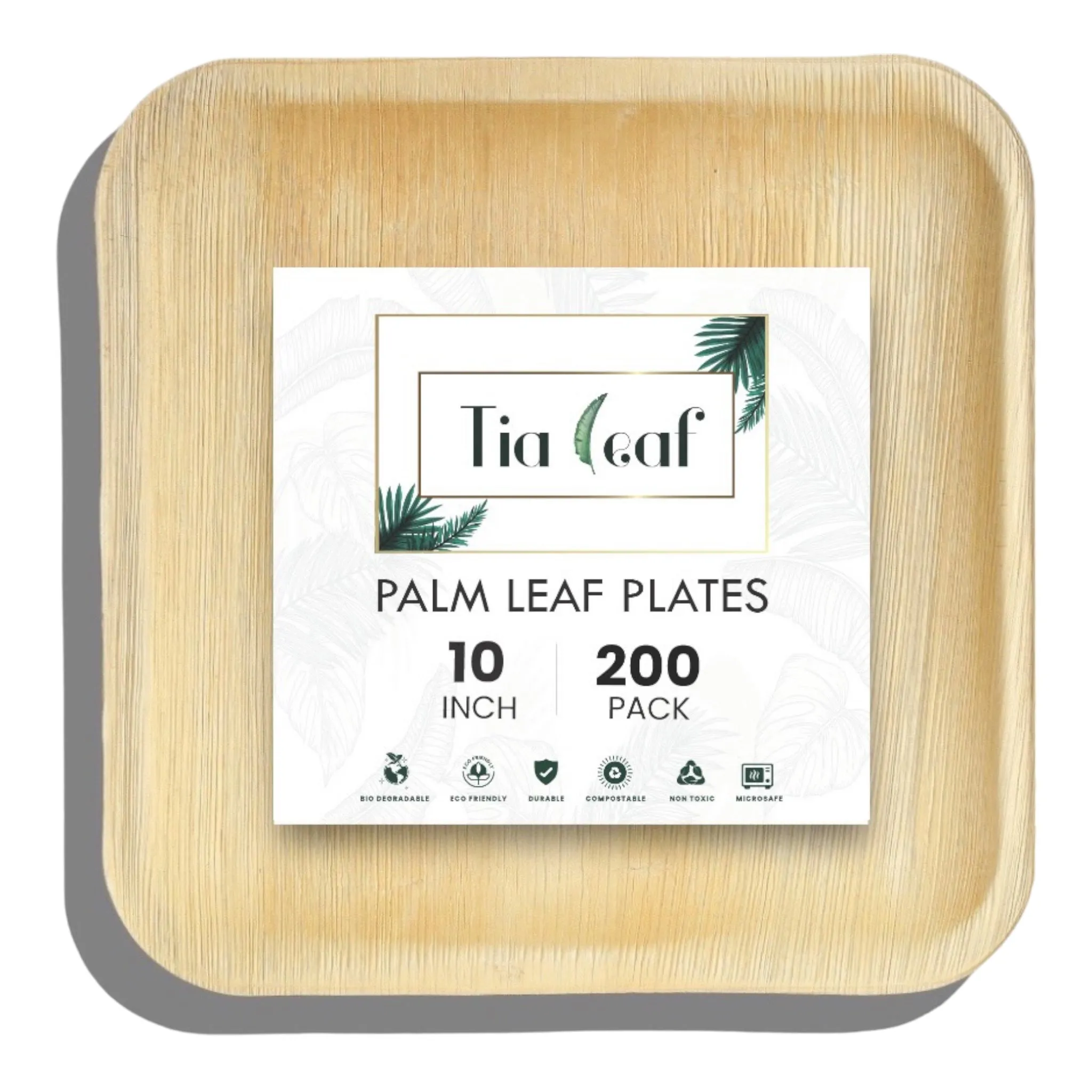 10 Inch Square Disposable Palm Leaf Plates