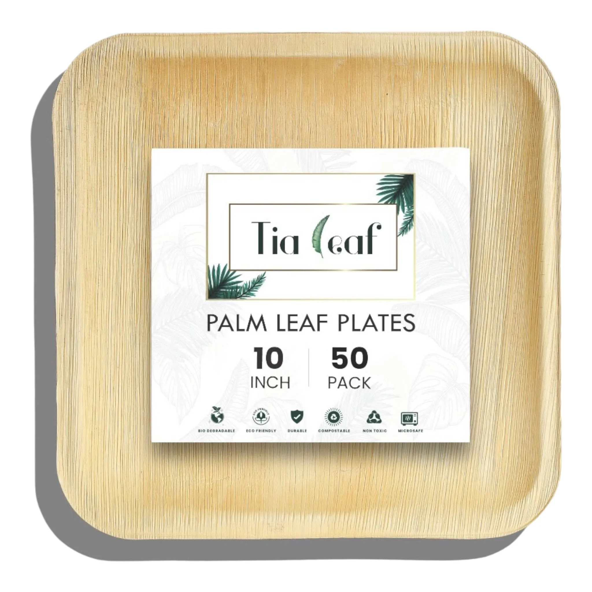 10 Inch Square Disposable Palm Leaf Plates