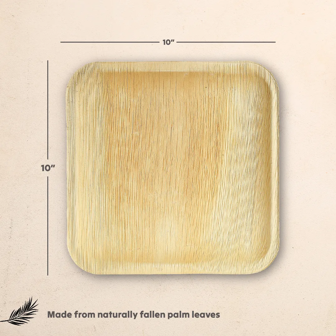 10 Inch Square Disposable Palm Leaf Plates