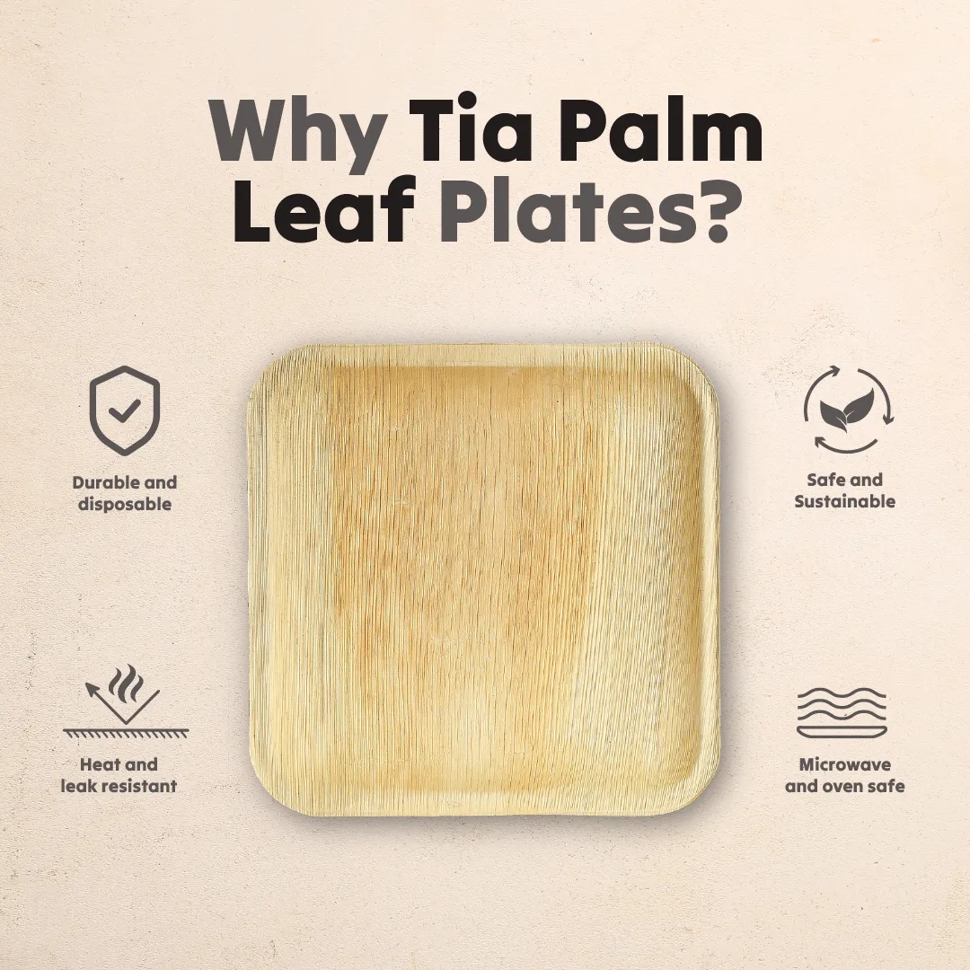 10 Inch Square Disposable Palm Leaf Plates