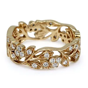 18ct 0.60ct Diamond Leaf Design Band Ring