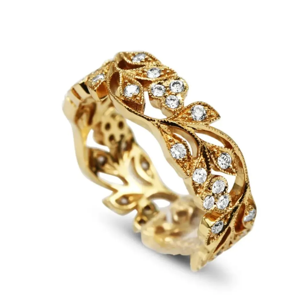 18ct 0.60ct Diamond Leaf Design Band Ring