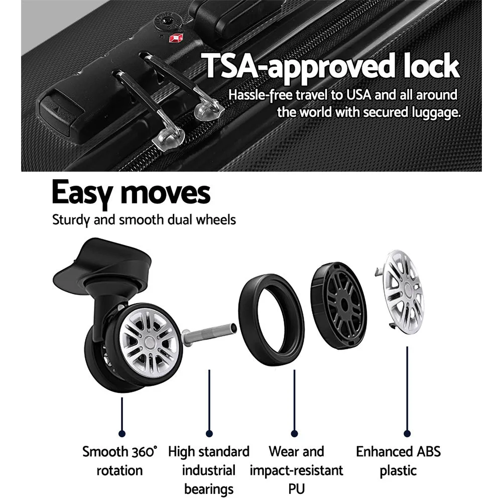 3pc Lightweight Hard Case Luggage with TSA Lock - Wanderlite