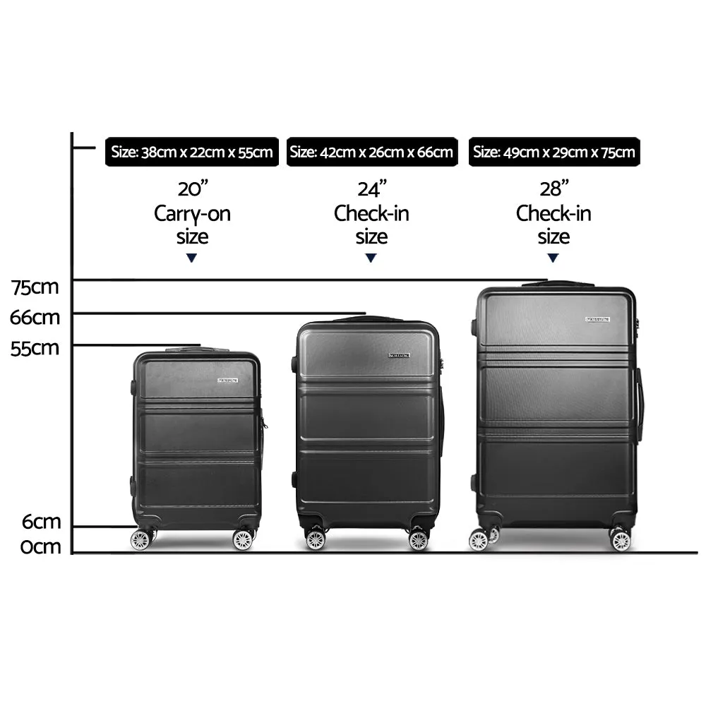 3pc Lightweight Hard Case Luggage with TSA Lock - Wanderlite