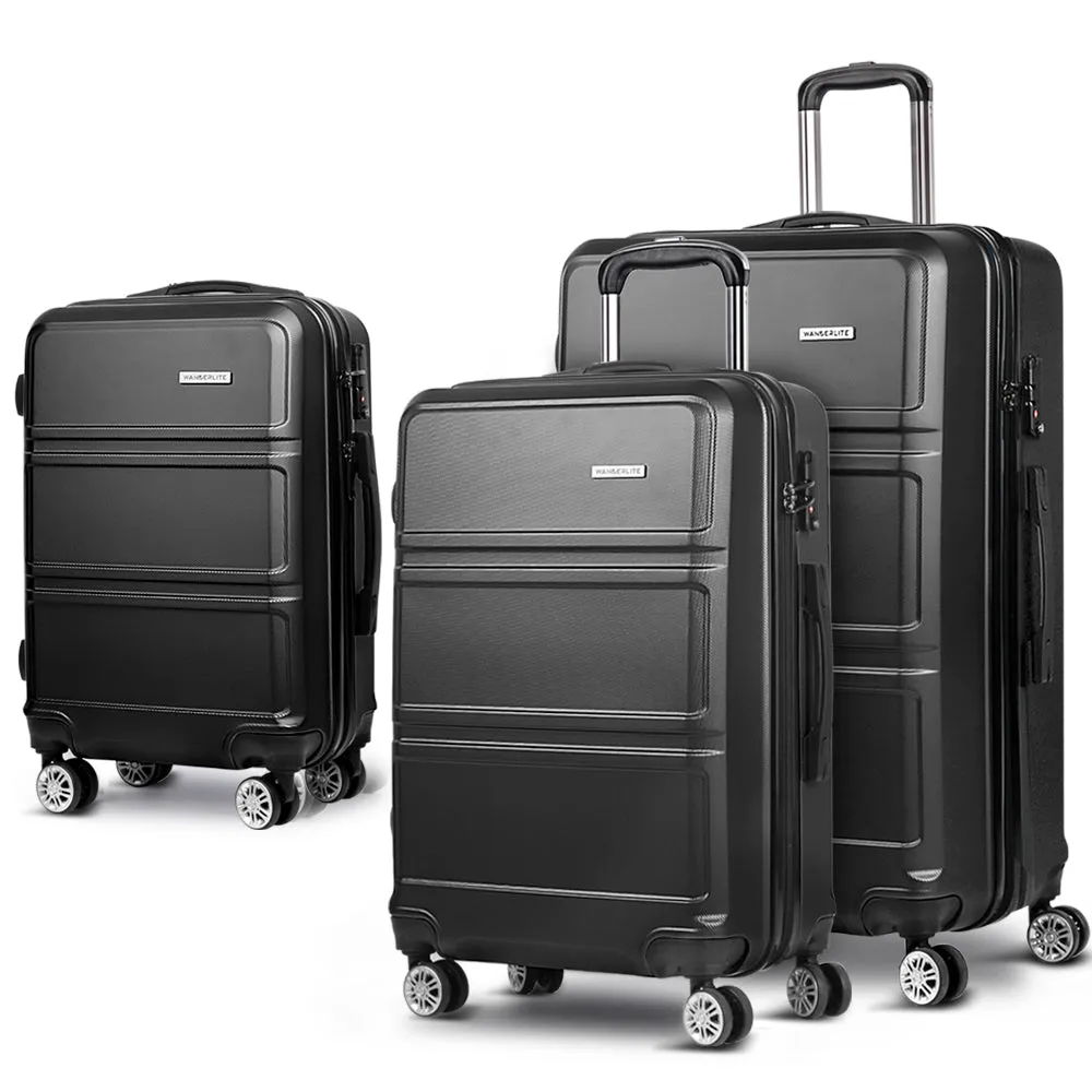 3pc Lightweight Hard Case Luggage with TSA Lock - Wanderlite
