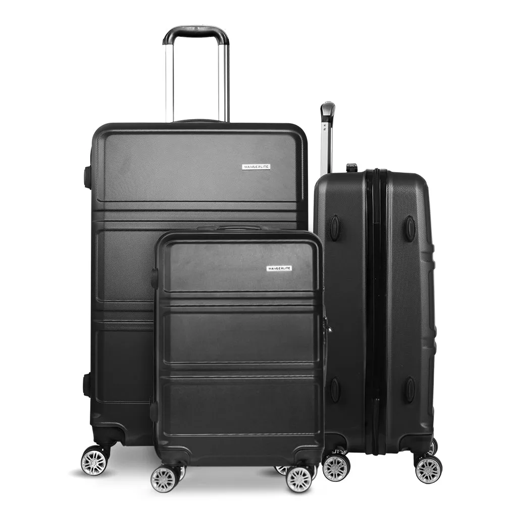 3pc Lightweight Hard Case Luggage with TSA Lock - Wanderlite
