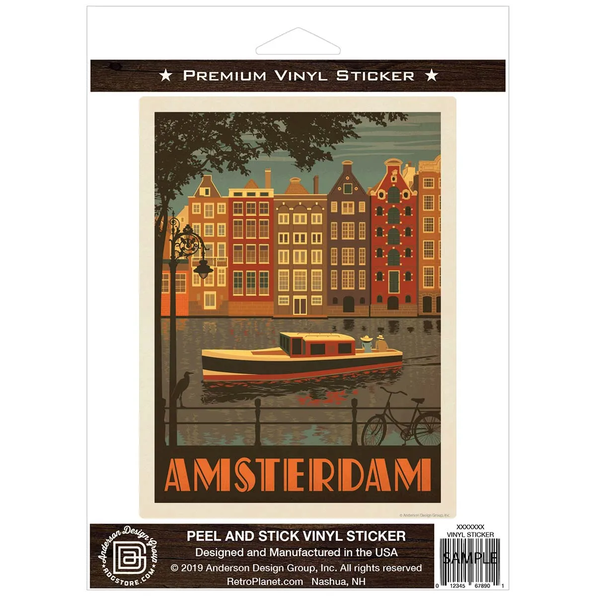 Amsterdam Netherlands Canal Boat Vinyl Sticker