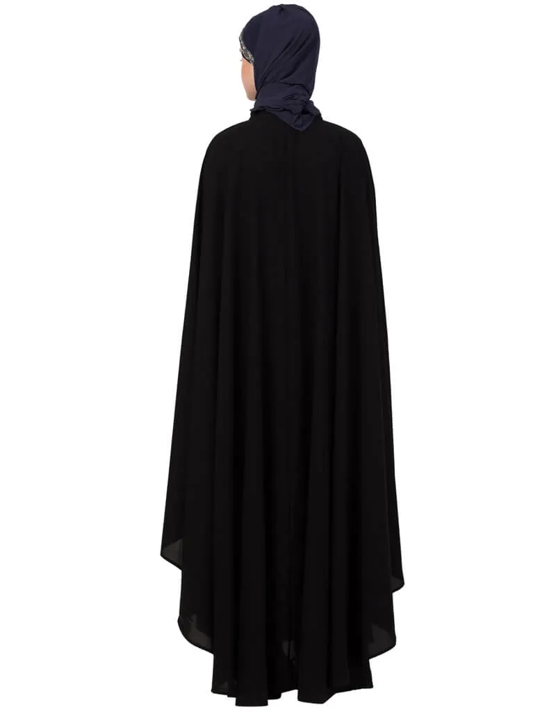 Arabic Contrast Zari Embroidered Irani Kaftan Black