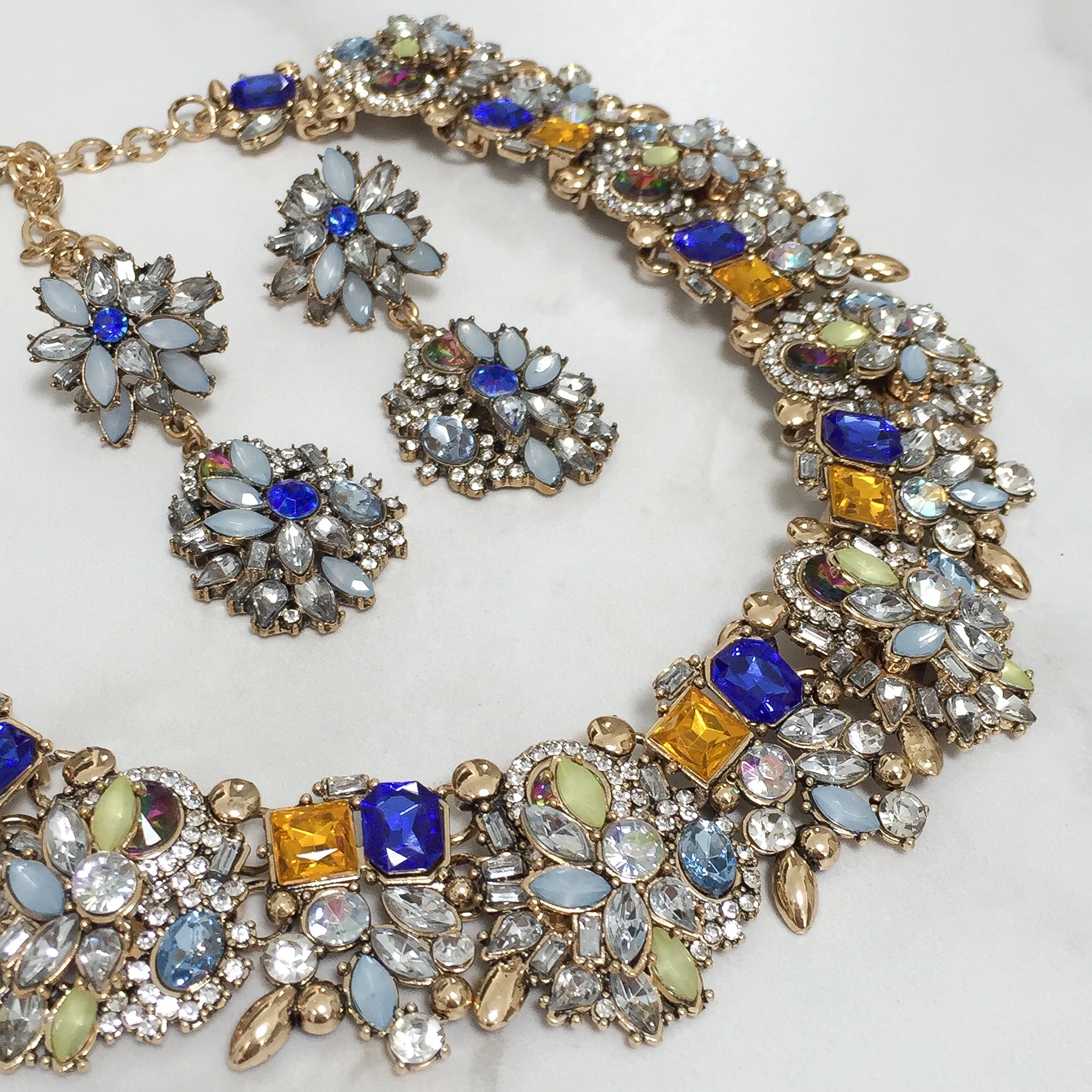 AVAANI Blue Statement Earrings