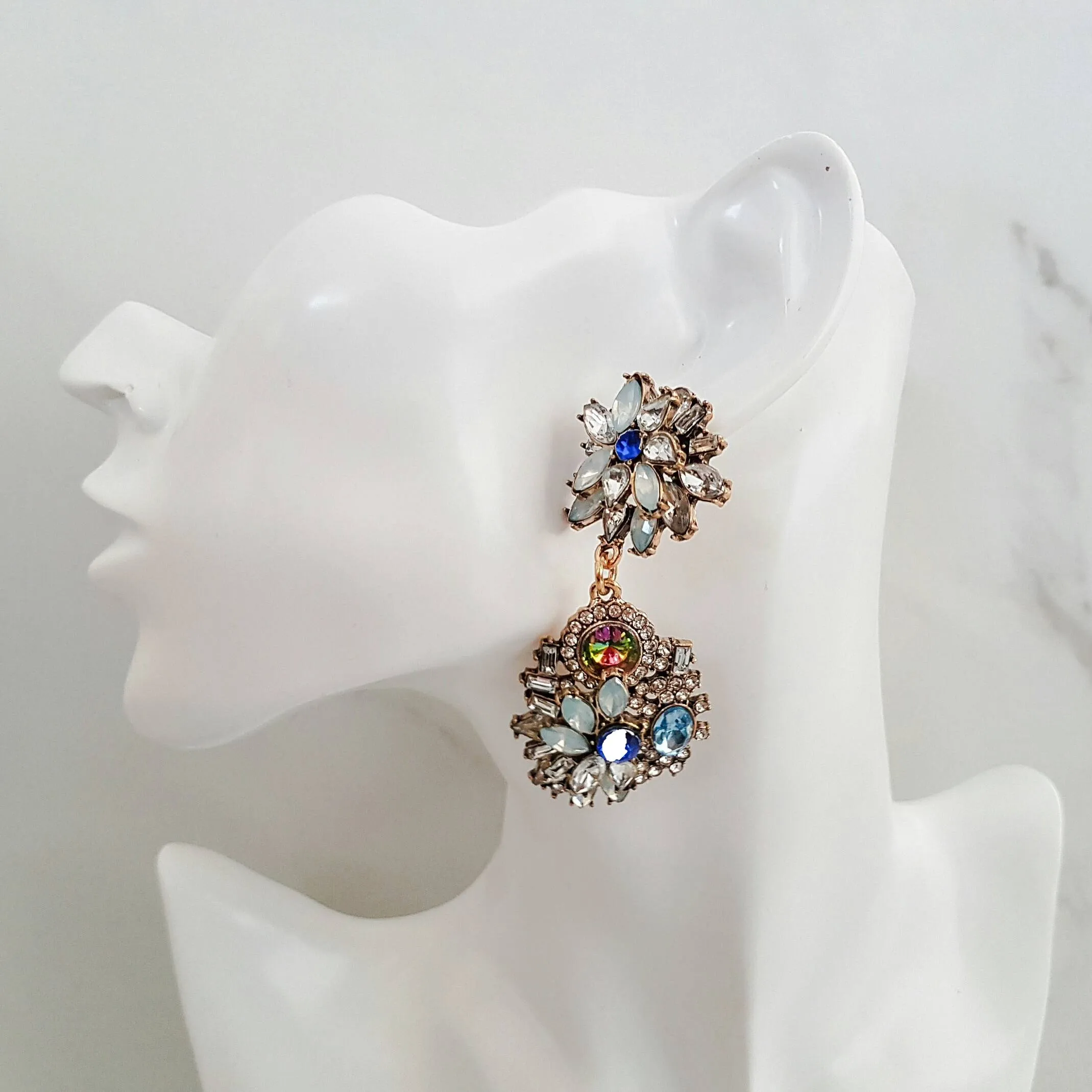 AVAANI Blue Statement Earrings