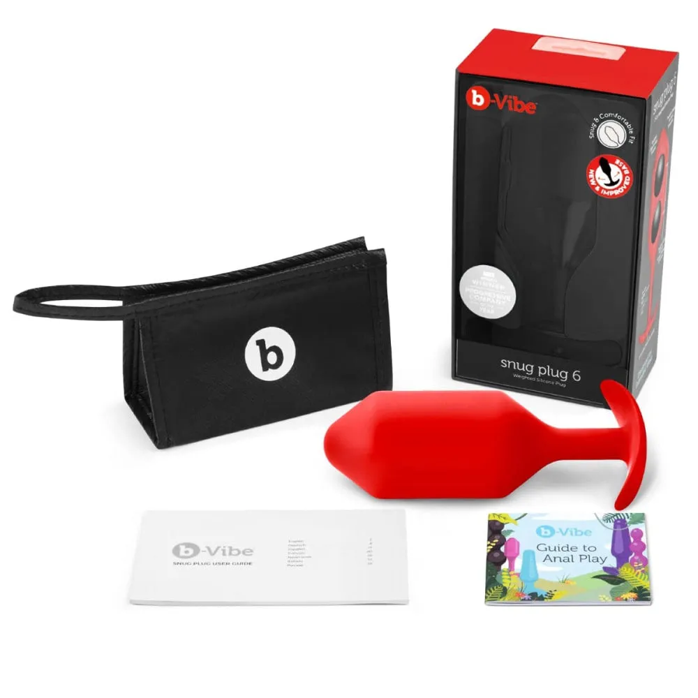 B-Vibe Snug Plug 6 Weighted Butt Plug Red