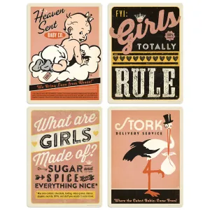 Baby Girls Kids Vinyl Sticker Set of 4