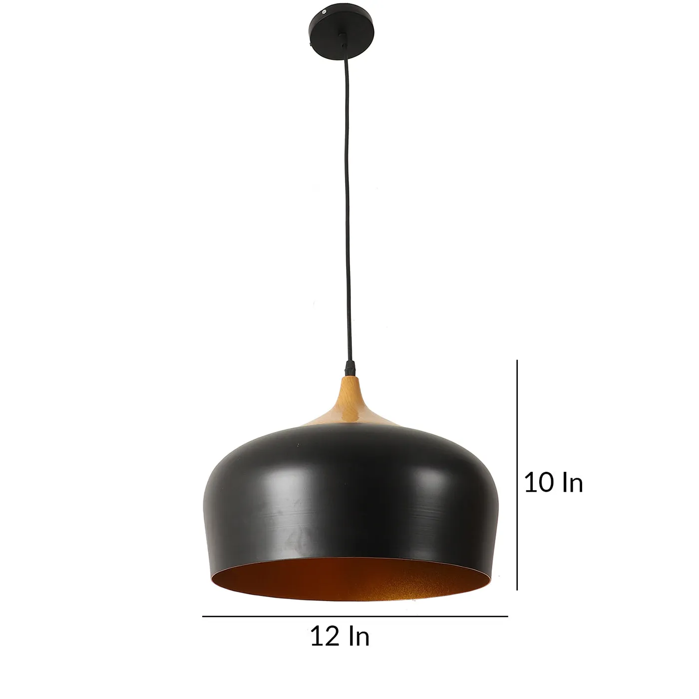 Black Metal Hanging Light - M-57-HL-BK-GD - Included Bulb
