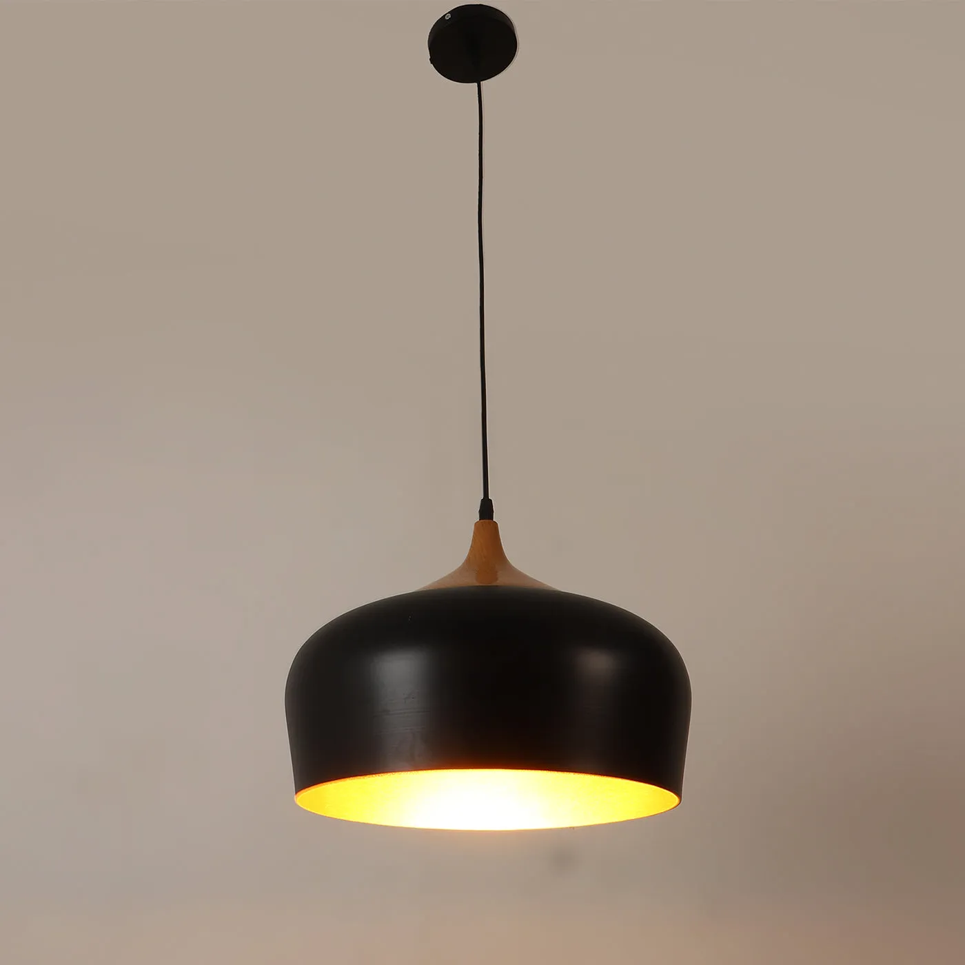 Black Metal Hanging Light - M-57-HL-BK-GD - Included Bulb
