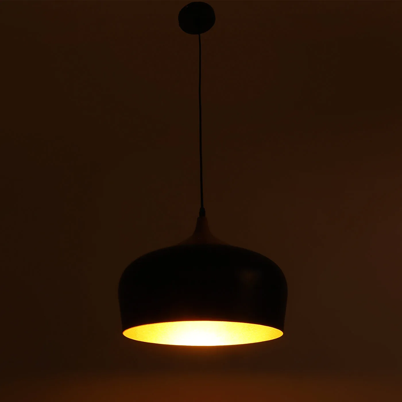 Black Metal Hanging Light - M-57-HL-BK-GD - Included Bulb