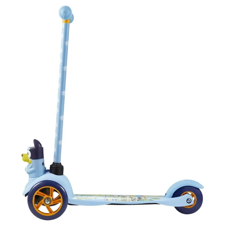 Bluey Ride-N-Glide Buddies 3D Toddler Scooter, 3 Wheel Scooter for Kids Ages 3 
