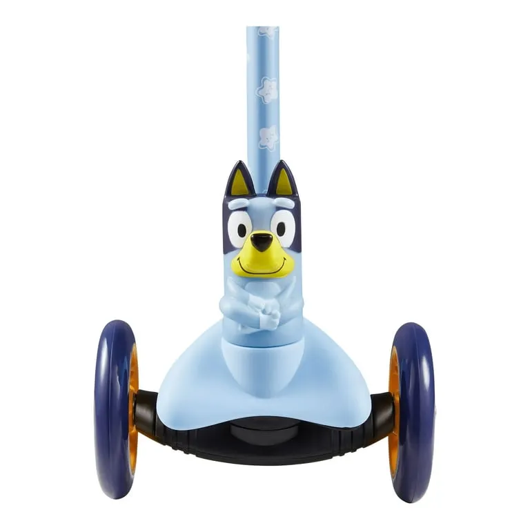 Bluey Ride-N-Glide Buddies 3D Toddler Scooter, 3 Wheel Scooter for Kids Ages 3 