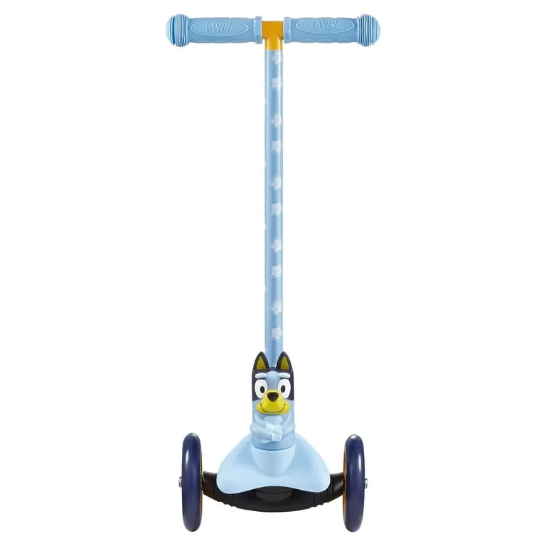 Bluey Ride-N-Glide Buddies 3D Toddler Scooter, 3 Wheel Scooter for Kids Ages 3 