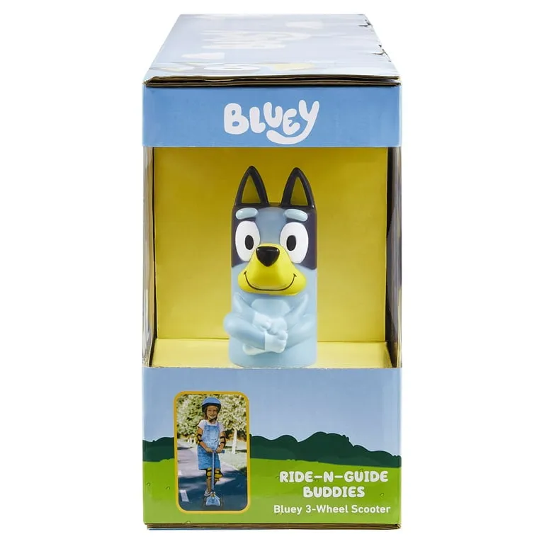 Bluey Ride-N-Glide Buddies 3D Toddler Scooter, 3 Wheel Scooter for Kids Ages 3 
