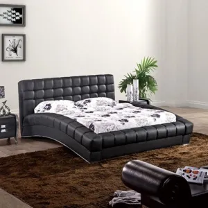 Elegance Leather Bed Frame King Black