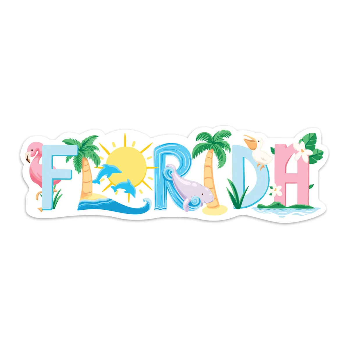 Florida Whimsical Animals Die Cut Vinyl Sticker