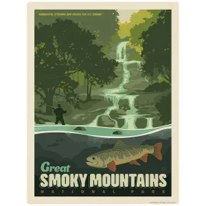 Fly Fishing Vinyl Sticker Smoky Mtns National Park