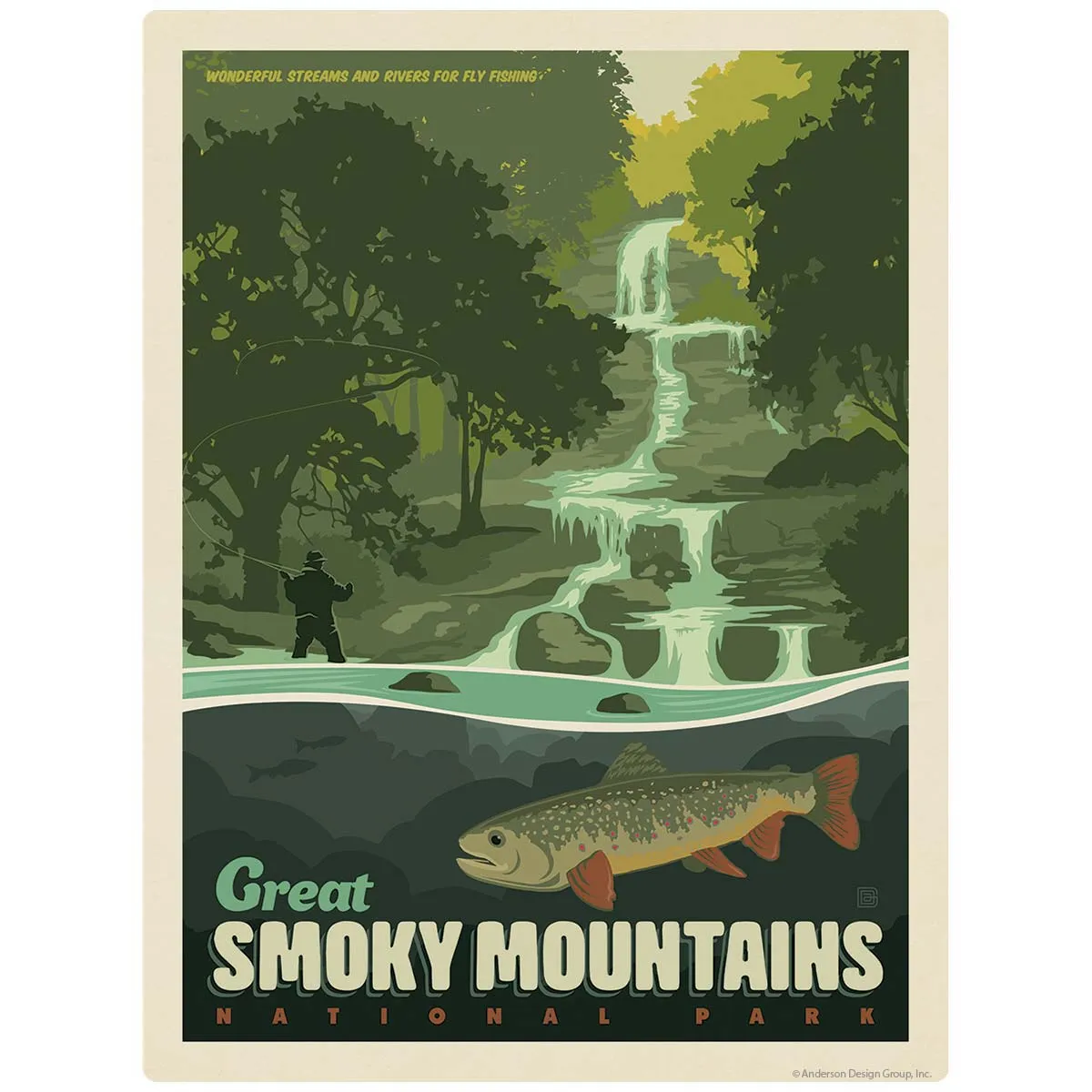 Fly Fishing Vinyl Sticker Smoky Mtns National Park