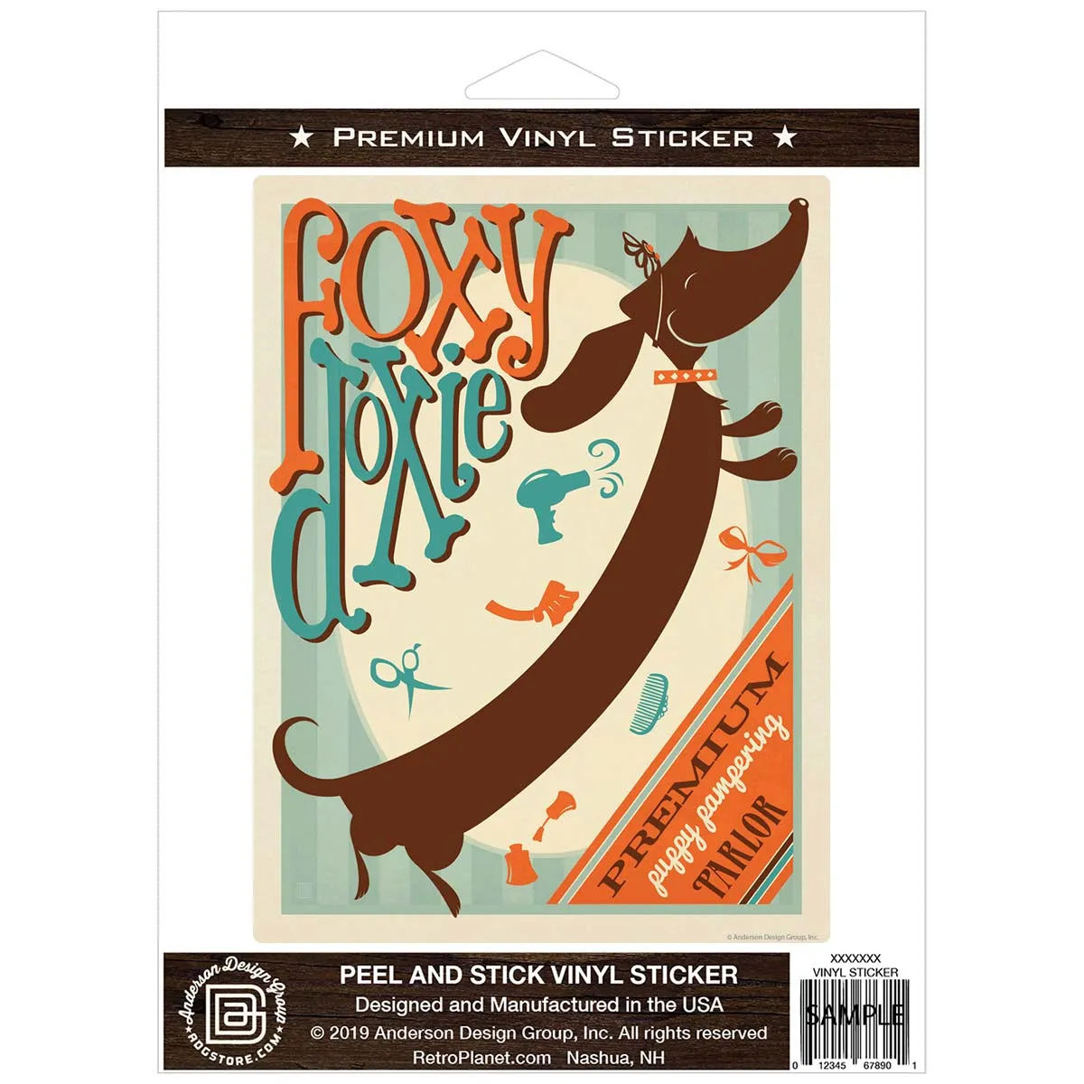 Foxy Doxie Dog Parlor Vinyl Sticker