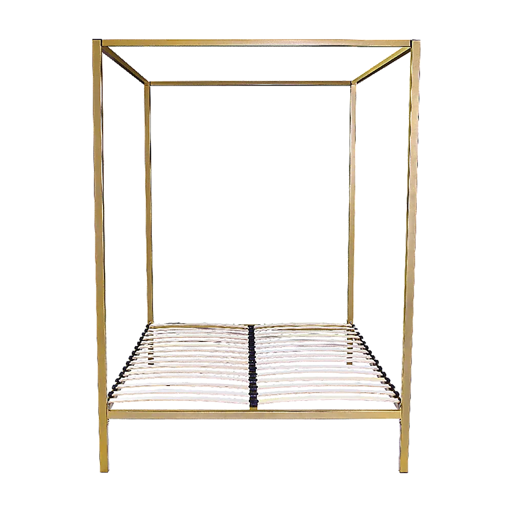 Gold Four Poster Queen Bed Frame with Sturdy Steel Construction