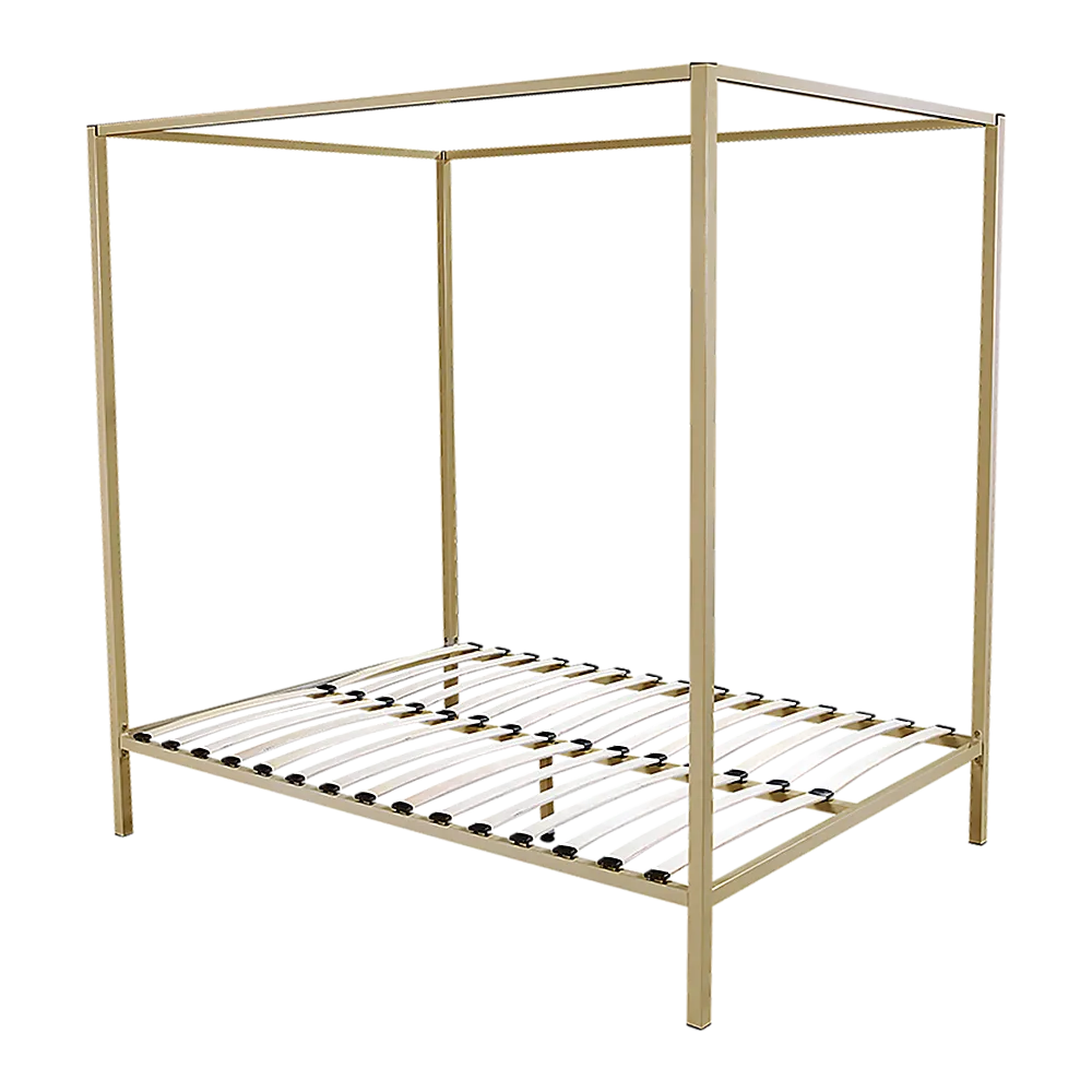 Gold Four Poster Queen Bed Frame with Sturdy Steel Construction