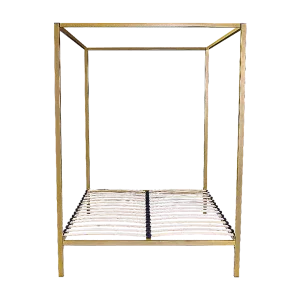Gold Four Poster Queen Bed Frame with Sturdy Steel Construction