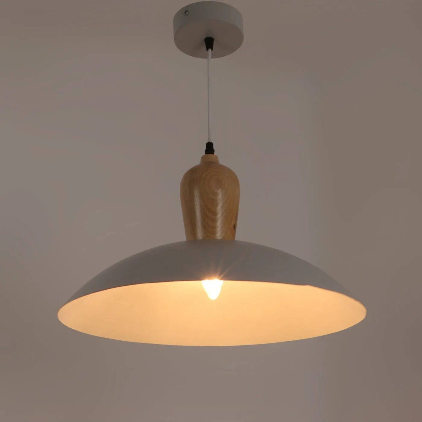 GREY Metal Hanging Light - JNO-02-gy - Included Bulb