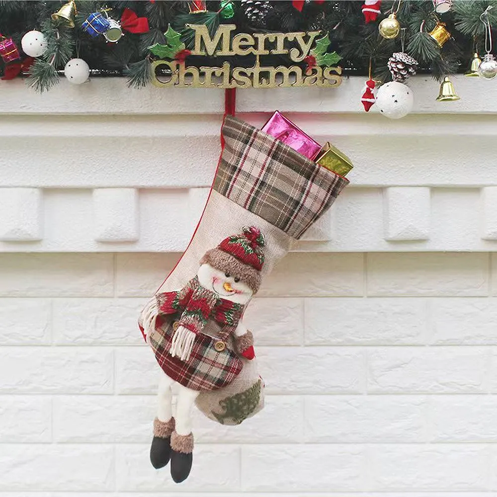 Jute Snowman Christmas Stocking (Large)
