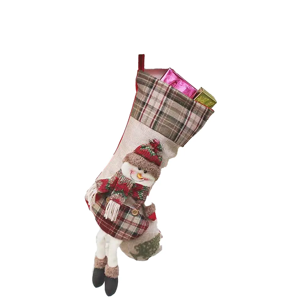 Jute Snowman Christmas Stocking (Large)