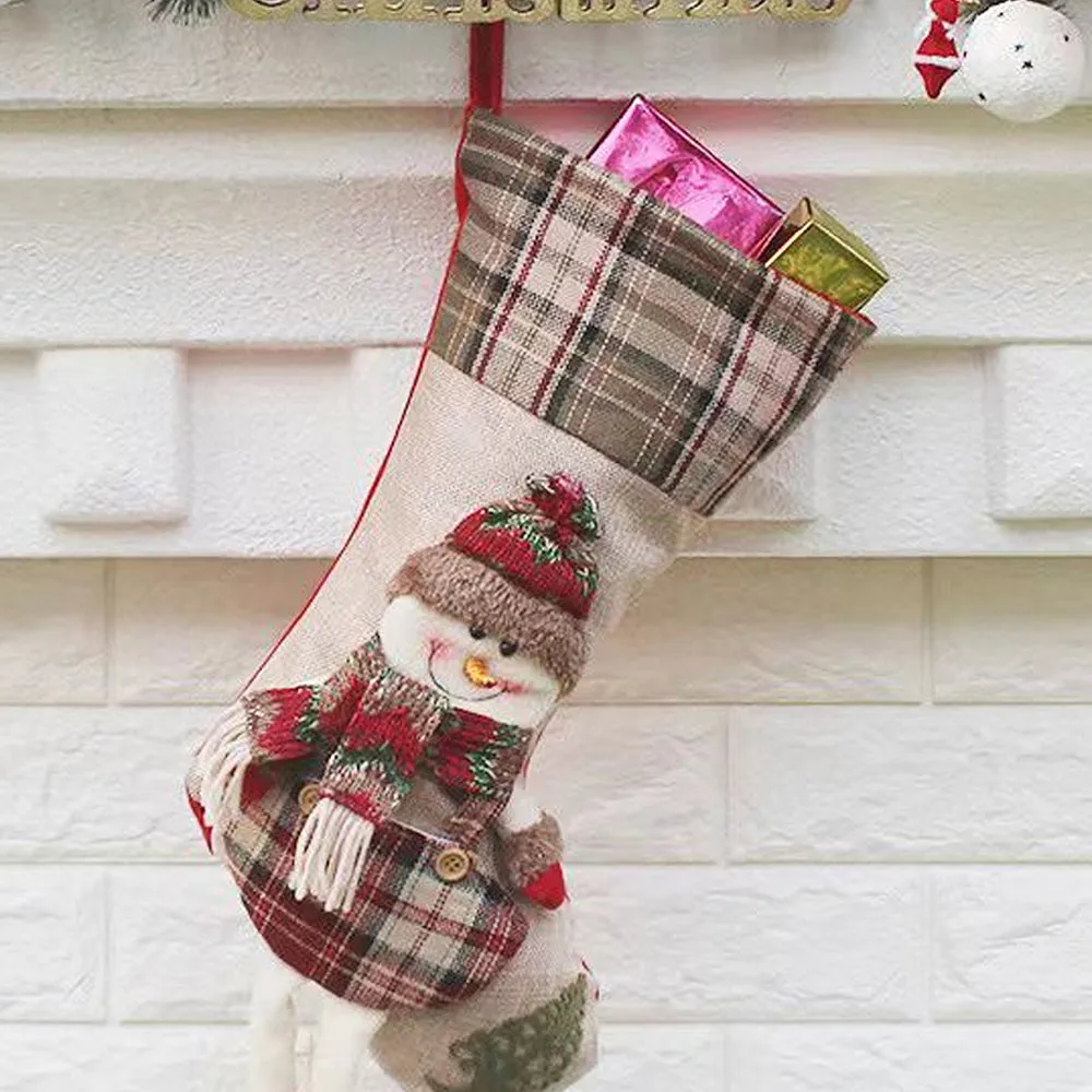Jute Snowman Christmas Stocking (Large)