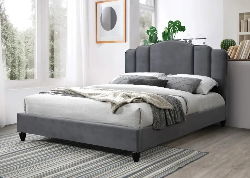 Kelsey Queen Bed, Charcoal Fabric