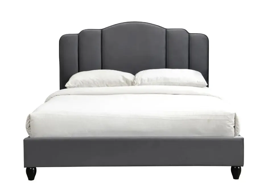 Kelsey Queen Bed, Charcoal Fabric
