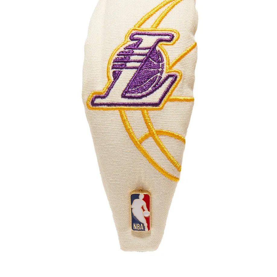 LA LAKERS LELE SADOUGHI / NBA IVORY EMBROIDERED KNOTTED HEADBAND