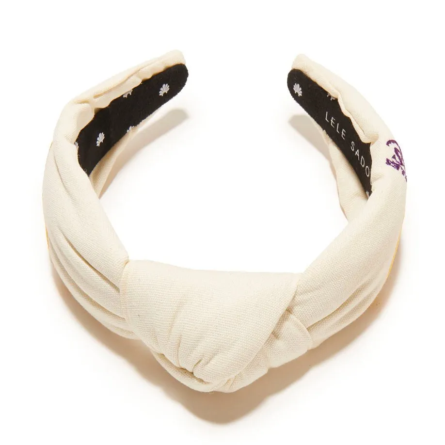 LA LAKERS LELE SADOUGHI / NBA IVORY EMBROIDERED KNOTTED HEADBAND