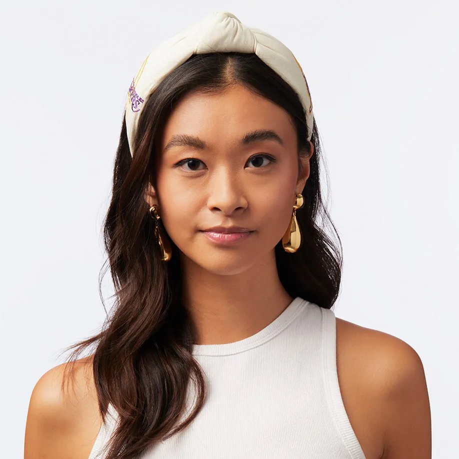 LA LAKERS LELE SADOUGHI / NBA IVORY EMBROIDERED KNOTTED HEADBAND