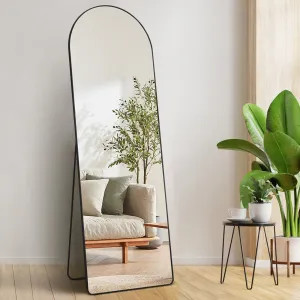 Large Free Standing Leaning Hanging Wall Mounted Floor Mirror with Stand Aluminum Alloy Frame, Full Body Dressing Mirror for Living Room Bedroom, Black
