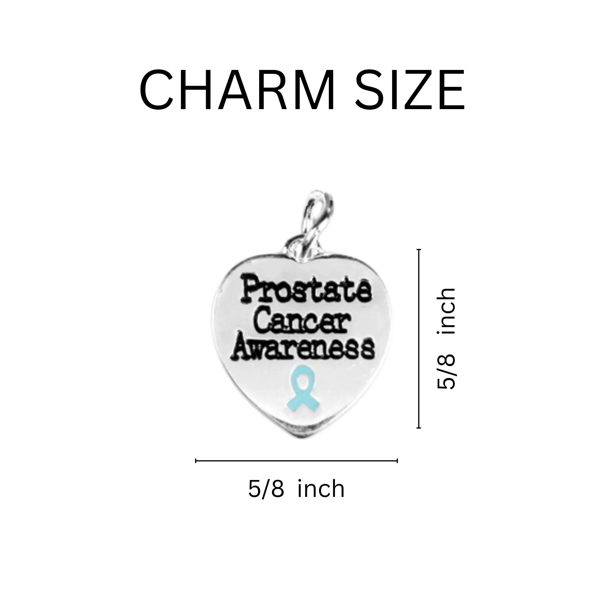 Light Blue Ribbon Prostate Cancer Heart Charm Chunky Bracelets