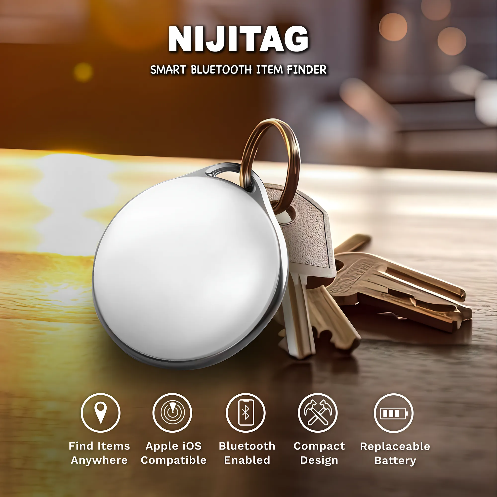 LINKSTYLE NIJITAG Smart Tracker Tag (Pearl White/Charcoal Gray)