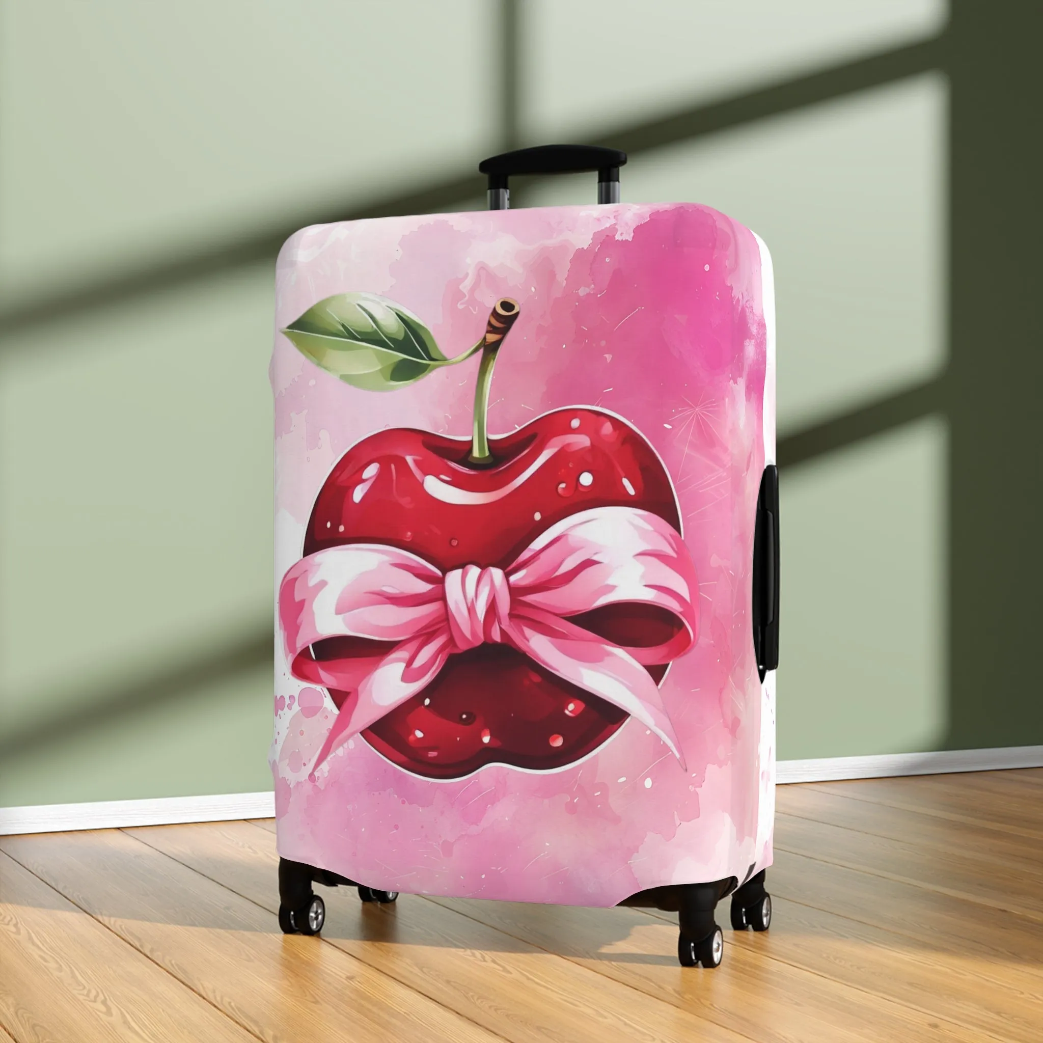 Luggage Cover, Rockabilly, Coquette, Pink Watercolour, Apple and Ribbon, awd-2527
