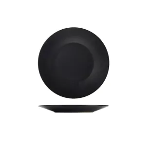 Luna Stoneware Black Wide Rim Plate 21cm/8.25" Pack 6