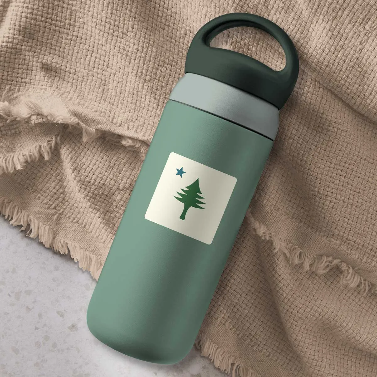 Maine State Flag Pine Tree & Star Mini Vinyl Sticker
