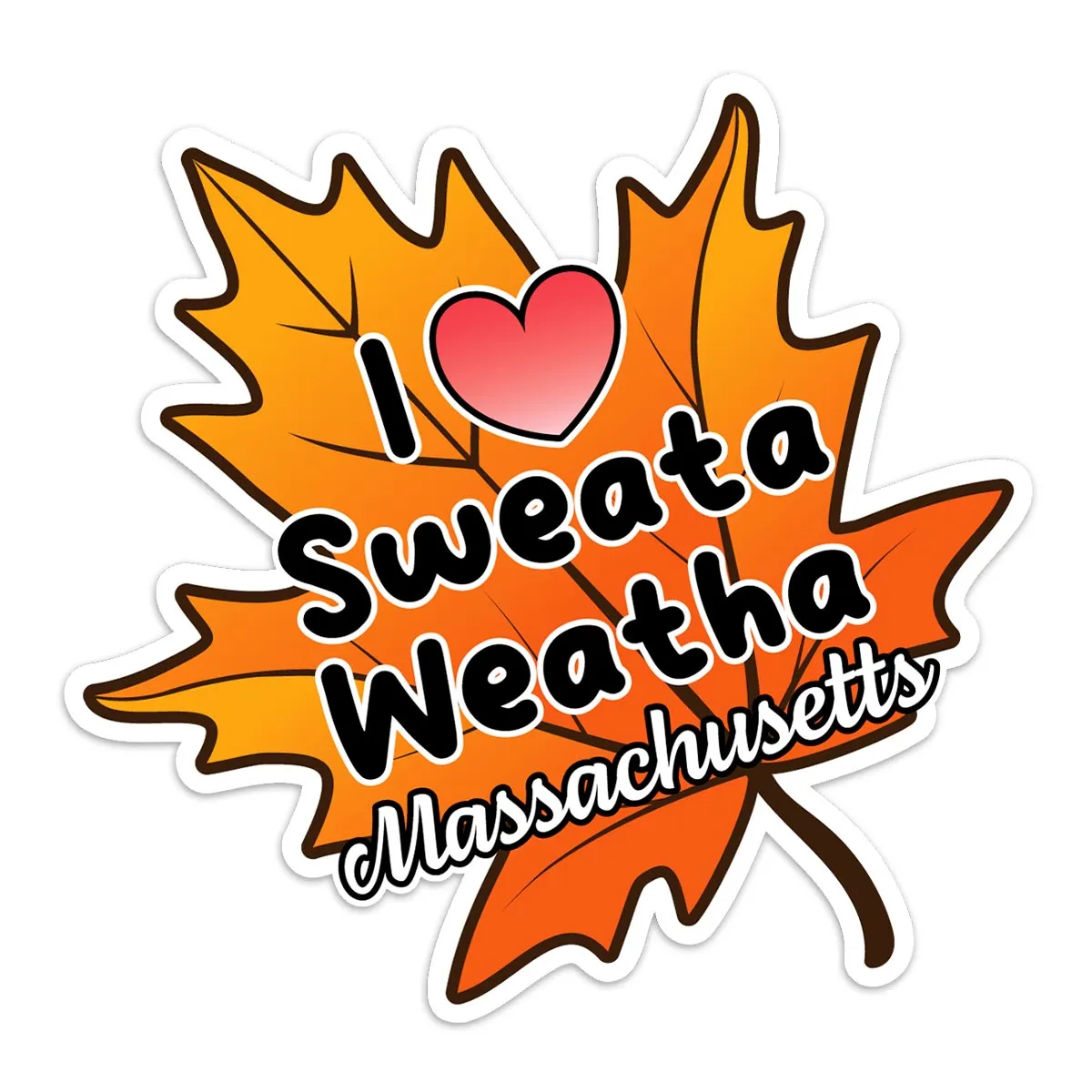 Massachusetts I Love Sweata Weatha Mini Vinyl Sticker