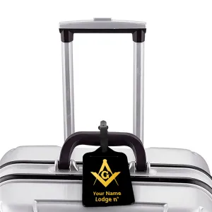 Master Mason Blue Lodge Luggage Tag - Black Leather
